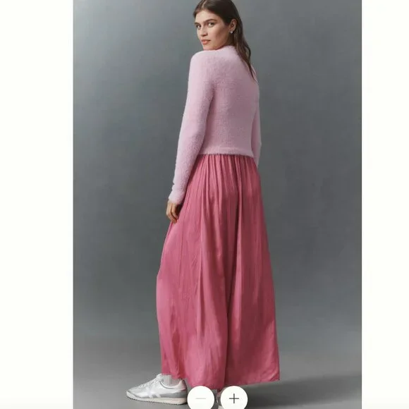 long sleeve maxi burgundy dress Louanne Slinky Long Sleeve Maxi Dress / Burgundy | MESHKI main image 0